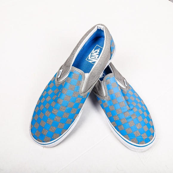 blue and grey checkered vans